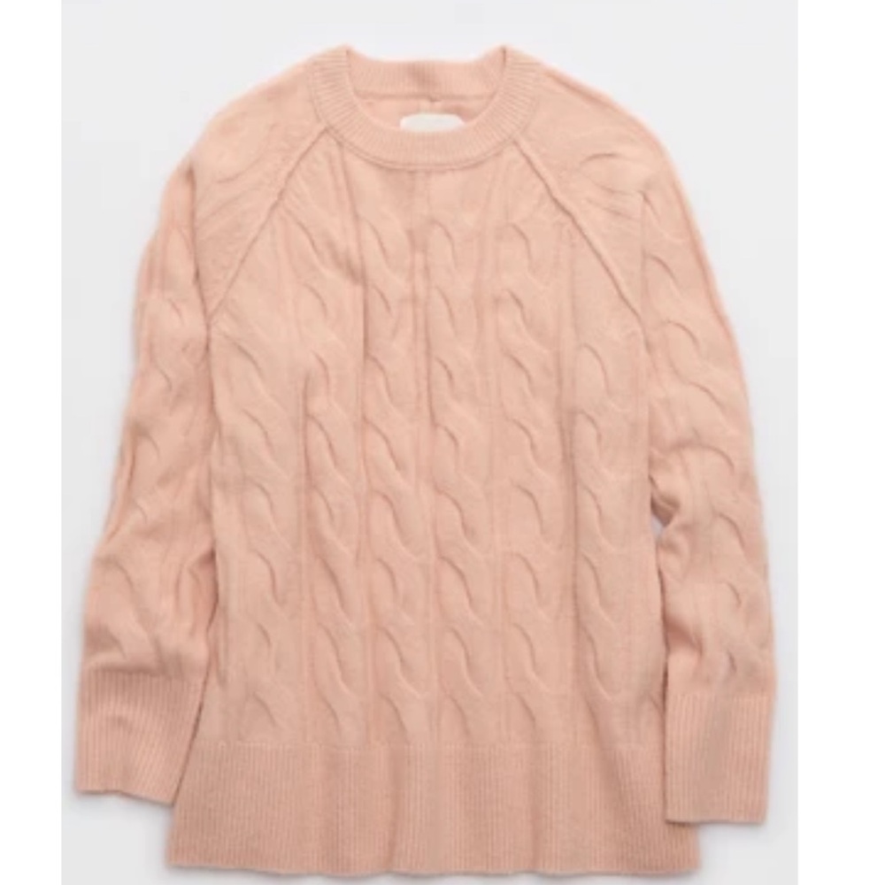 Aerie Dusty Pink UnREAL cable knit sweater small